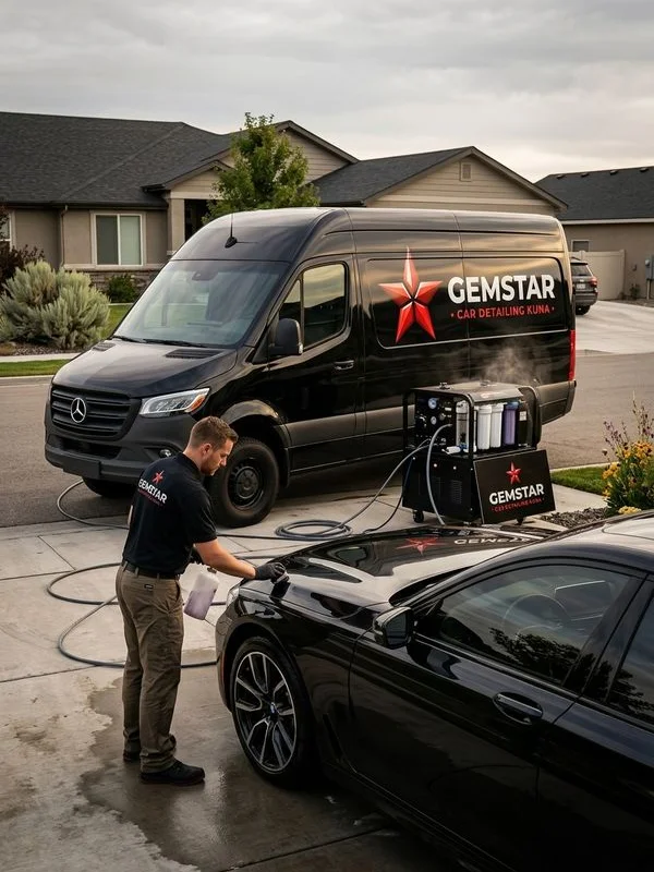 Mobile detail van in Kuna driveway
